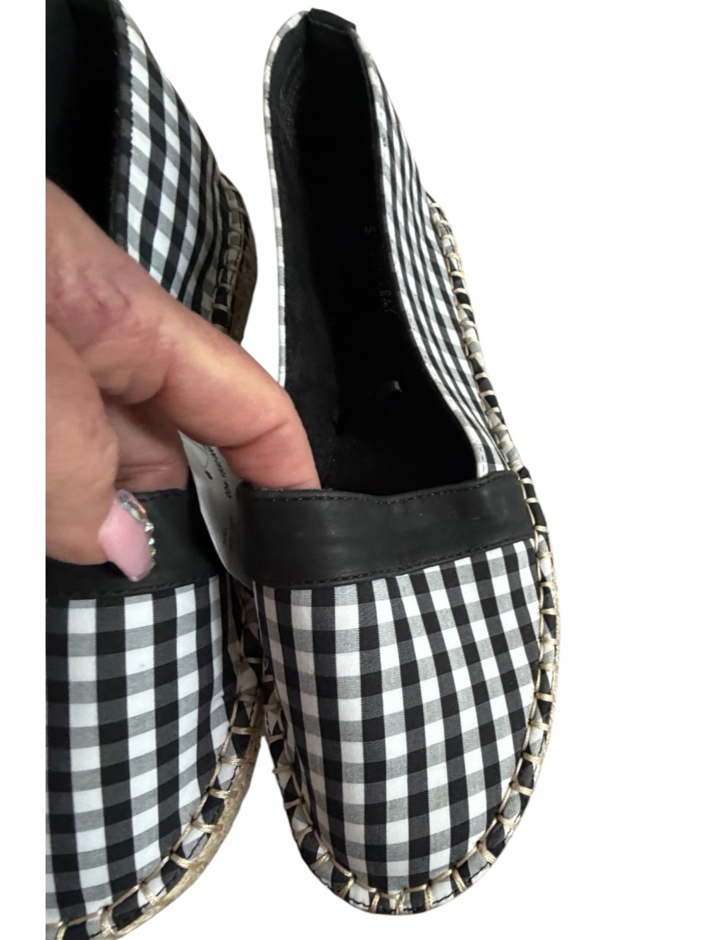 St. John's Bay Marlee Women's Black White Gingham Size 7.5 - Picture 4 of 7